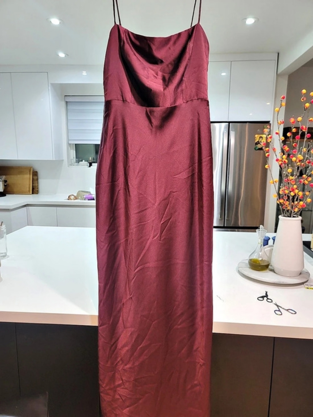 Park & Fifth Satin Maxi Dress in Wine  Burgundy Size Medium Like New